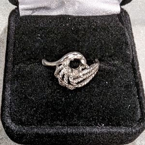 Sterling silver 6 mm round rope prong ring setting size 8